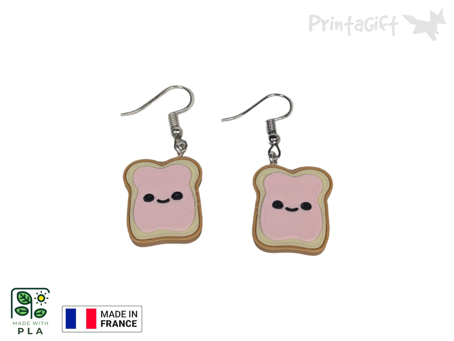 Boucle d'oreille tranche de pain kawaii