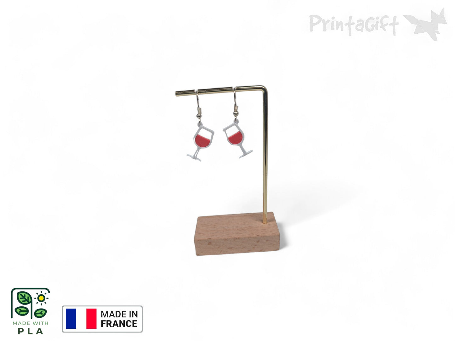 Boucle d'oreille verre de jus de raisin