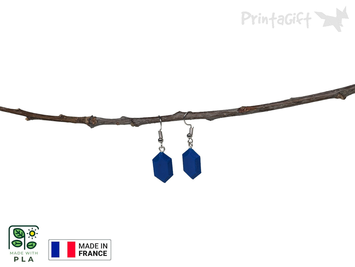 Boucle d'oreille rubis bleu