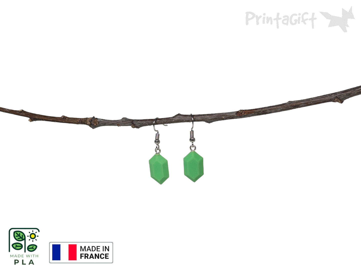 Boucle d'oreille rubis vert