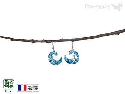 Boucle d'oreille vague de Kanagawa