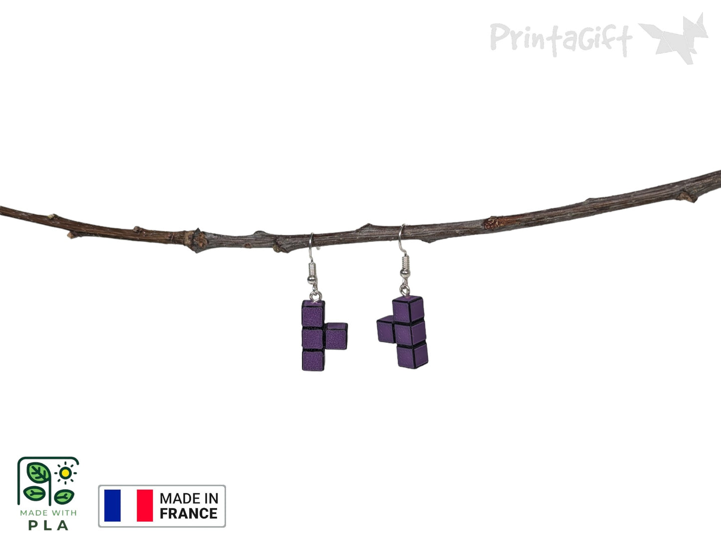 Boucle d'oreille d'inspiration brique violette