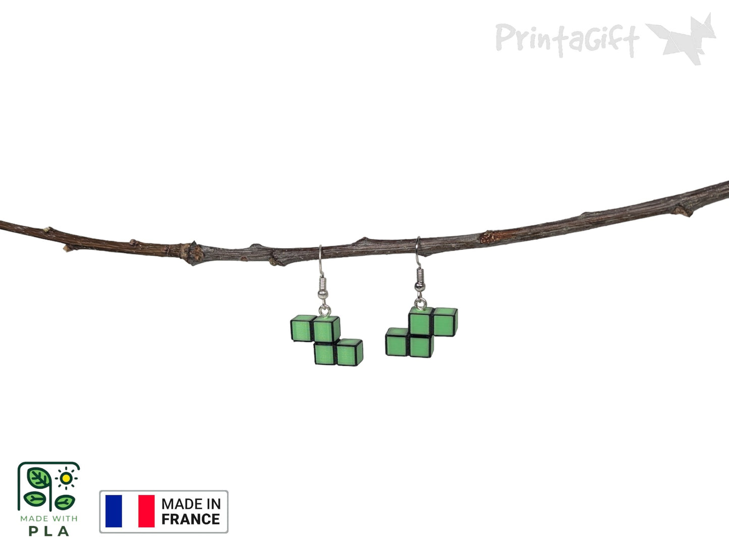 Boucle d'oreille d'inspiration brique verte