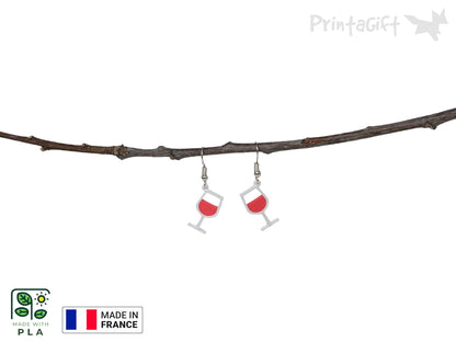 Boucle d'oreille verre de jus de raisin