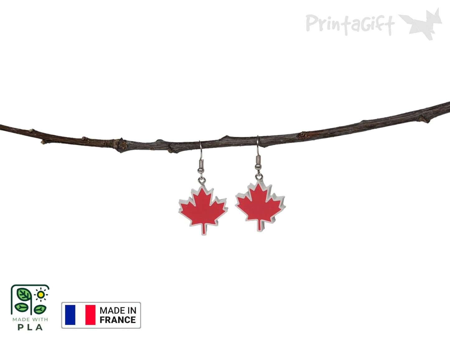 Boucle d'oreille feuille du Canada