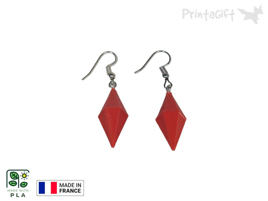 Boucle d'oreille inspiration prisme sims rouge