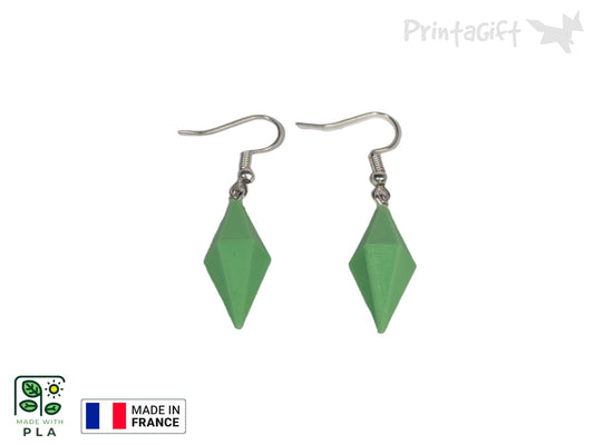 Boucle d'oreille inspiration prisme sims vert