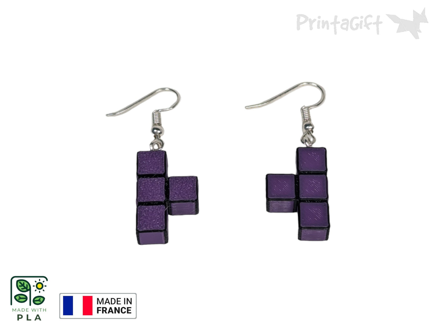 Boucle d'oreille d'inspiration brique violette