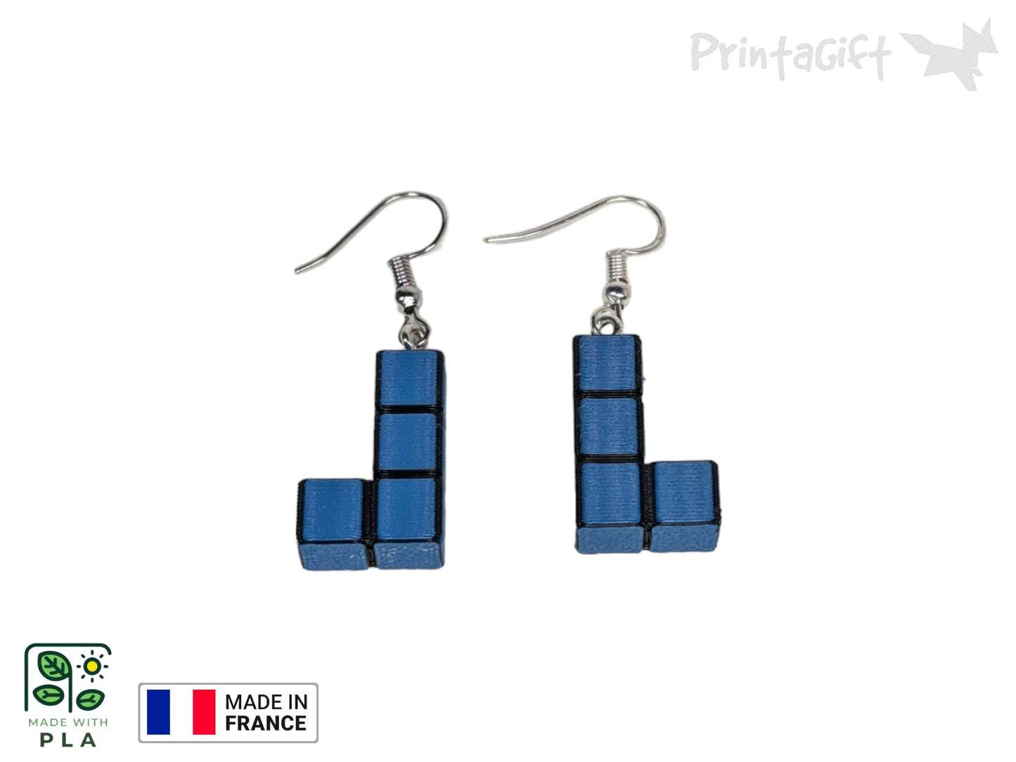 Boucle d'oreille d'inspiration brique bleu