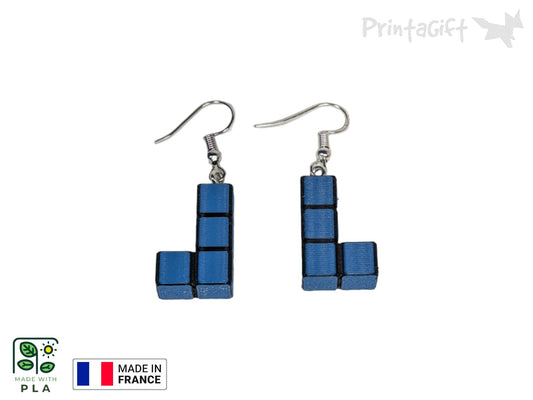 Boucle d'oreille d'inspiration brique bleu