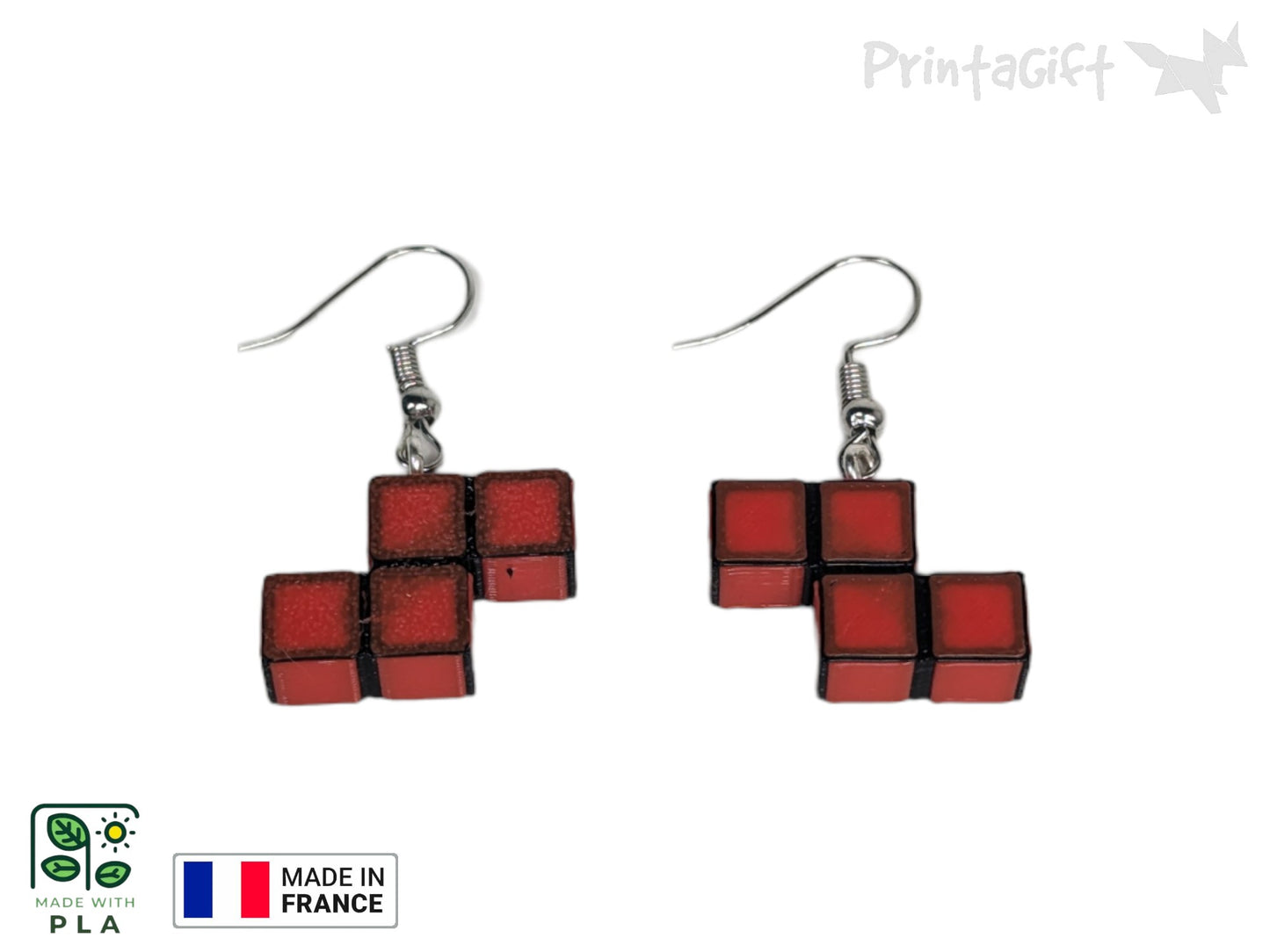 Boucle d'oreille d'inspiration brique rouge