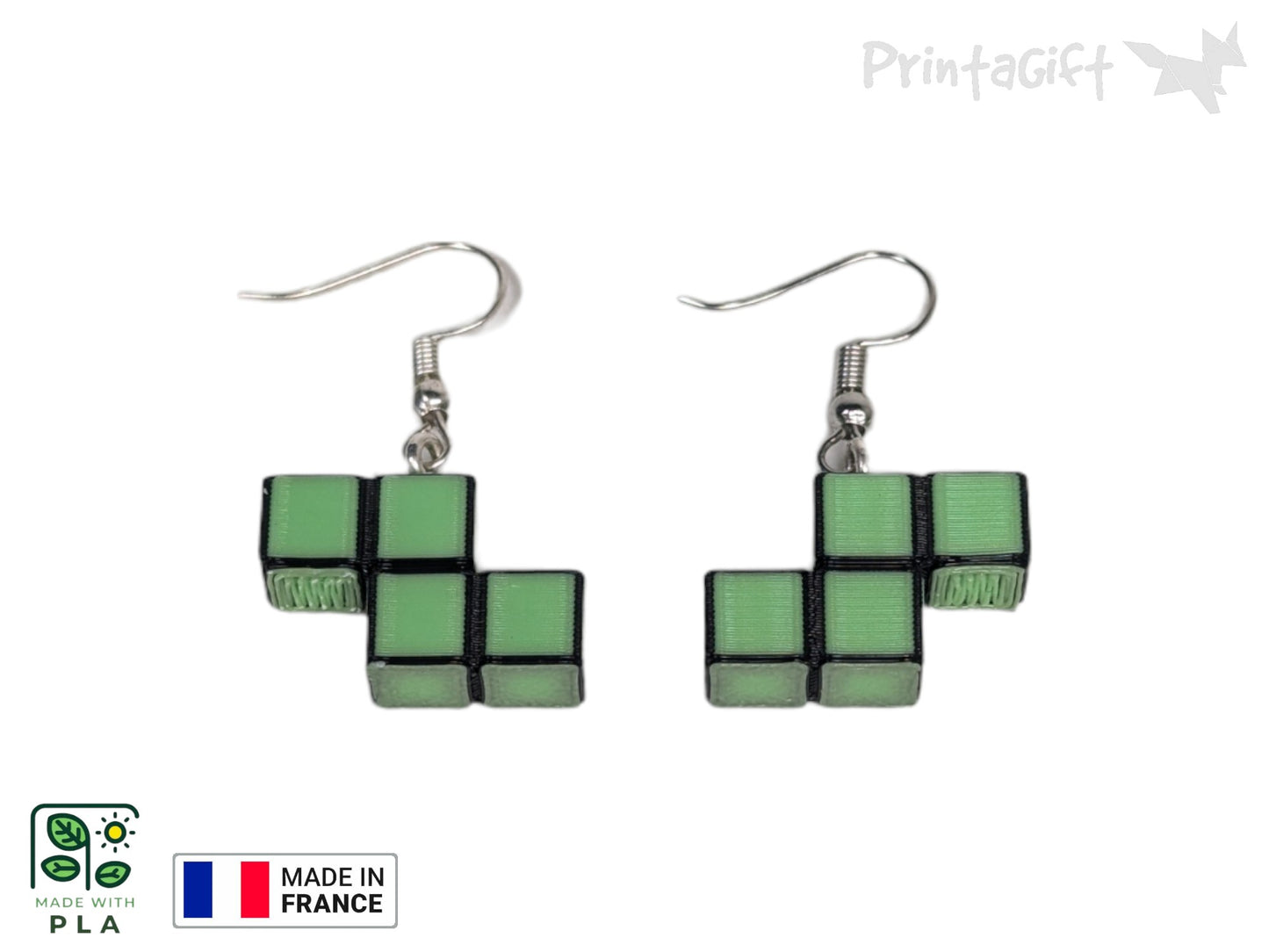 Boucle d'oreille d'inspiration brique verte