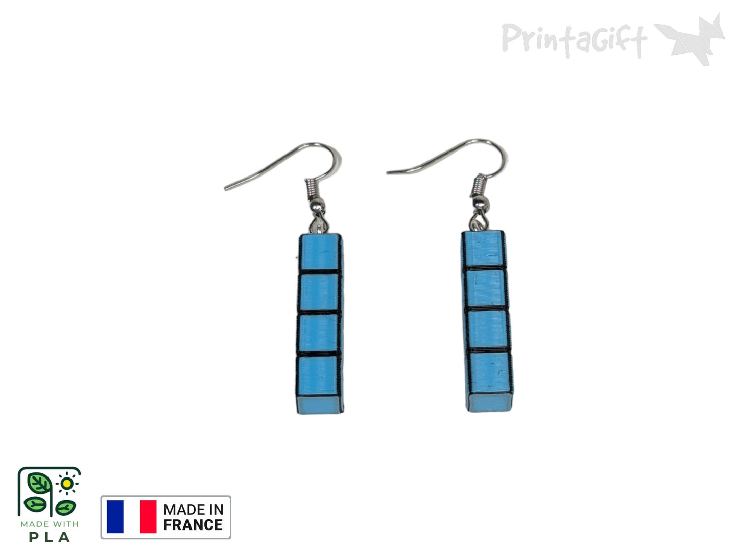 Boucle d'oreille d'inspiration brique bleu claire