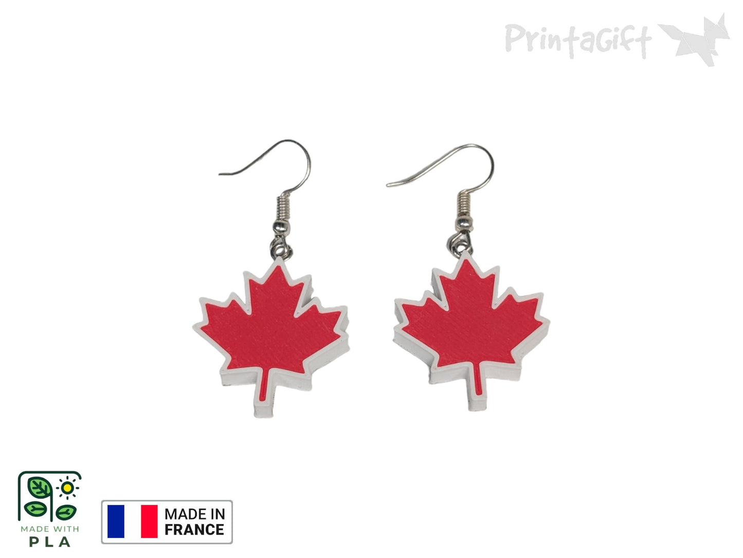 Boucle d'oreille feuille du Canada