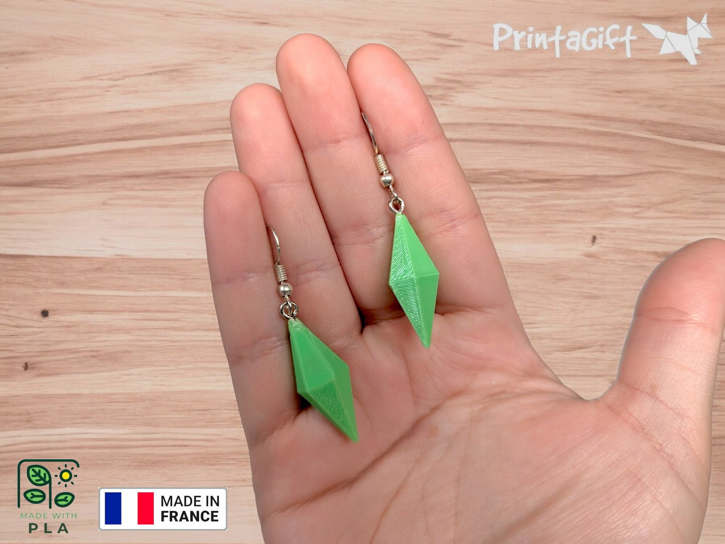 Boucle d'oreille inspiration prisme sims vert