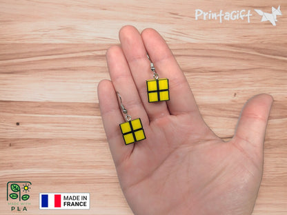 Boucle d'oreille d'inspiration brique jaune