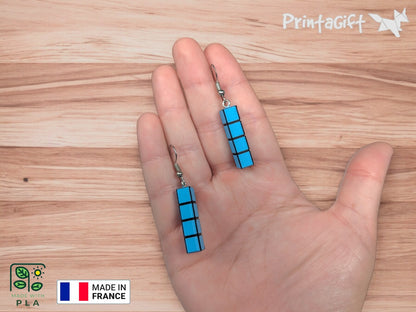 Boucle d'oreille d'inspiration brique bleu claire