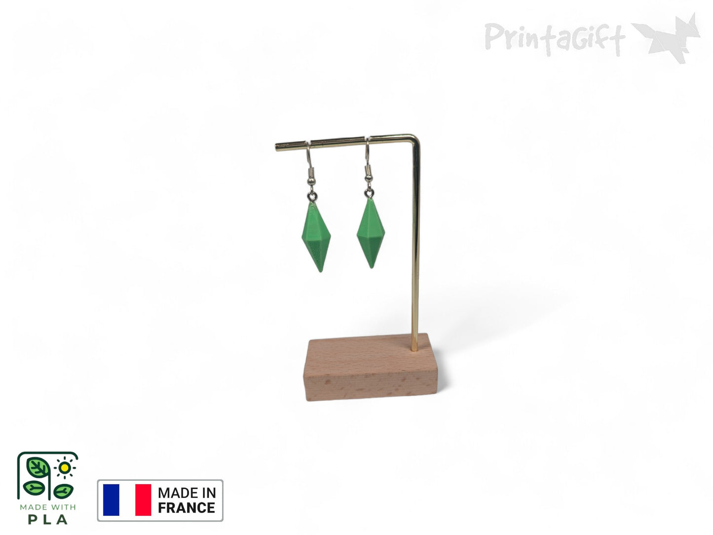 Boucle d'oreille inspiration prisme sims vert