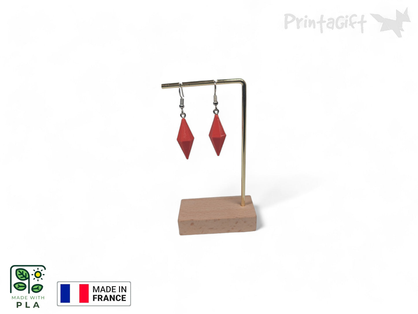 Boucle d'oreille inspiration prisme sims rouge