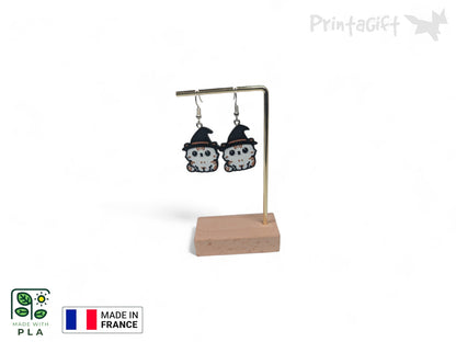 Boucle d'oreille chat magicien
