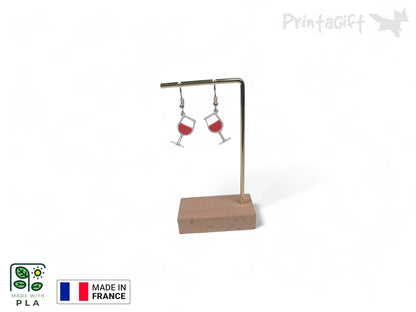 Boucle d'oreille verre de jus de raisin