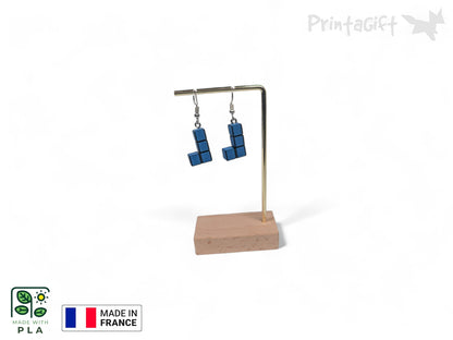 Boucle d'oreille d'inspiration brique bleu