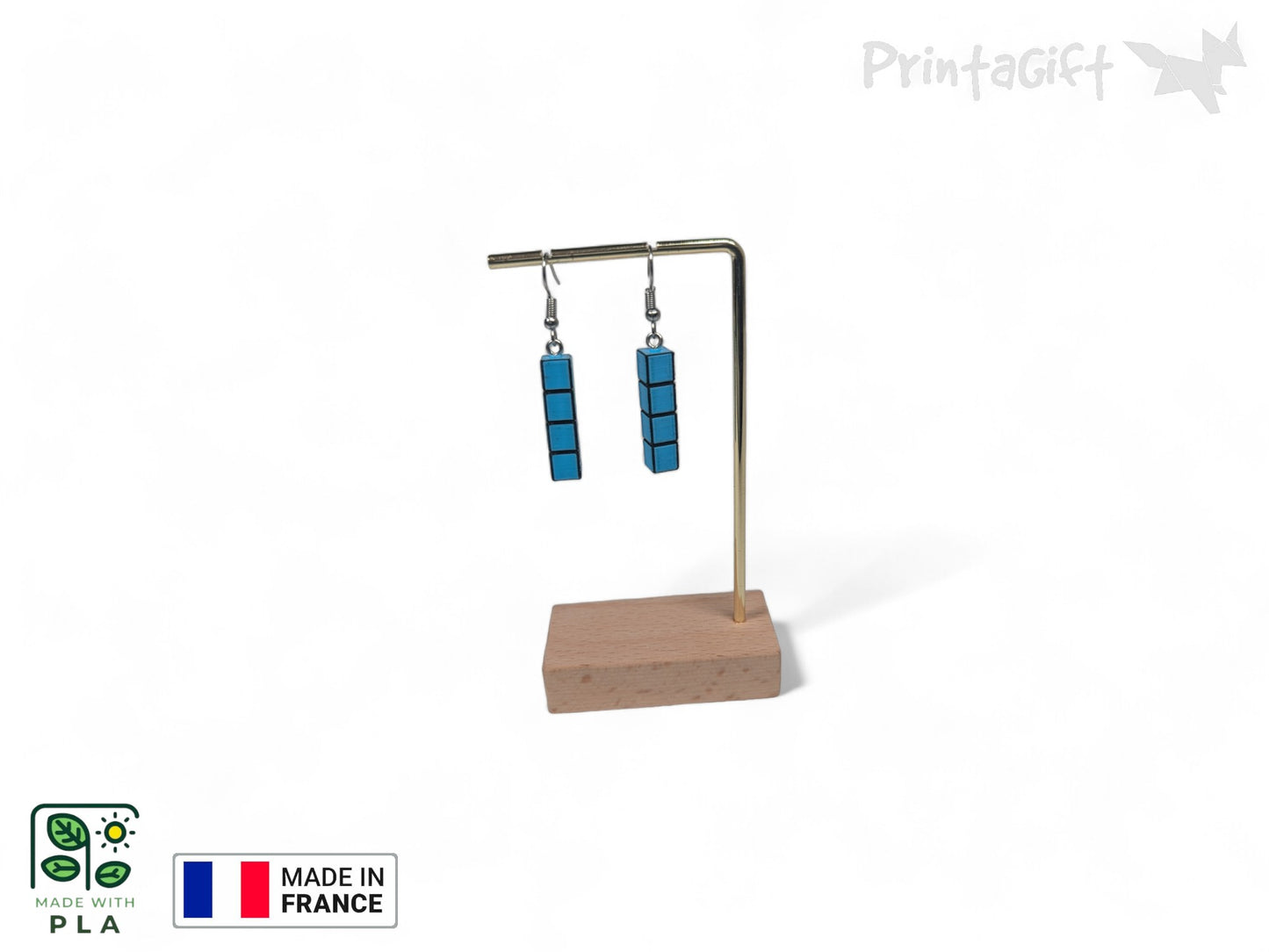 Boucle d'oreille d'inspiration brique bleu claire