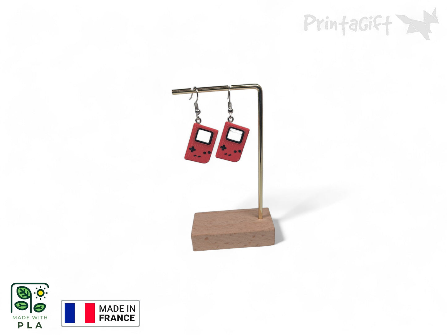 Boucle d'oreille console rouge