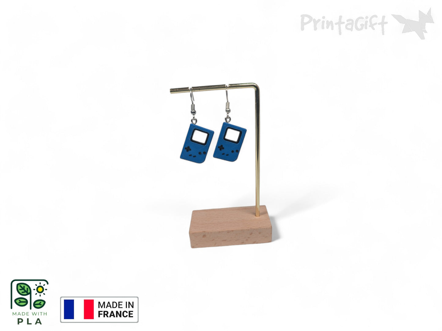 Boucle d'oreille console bleu